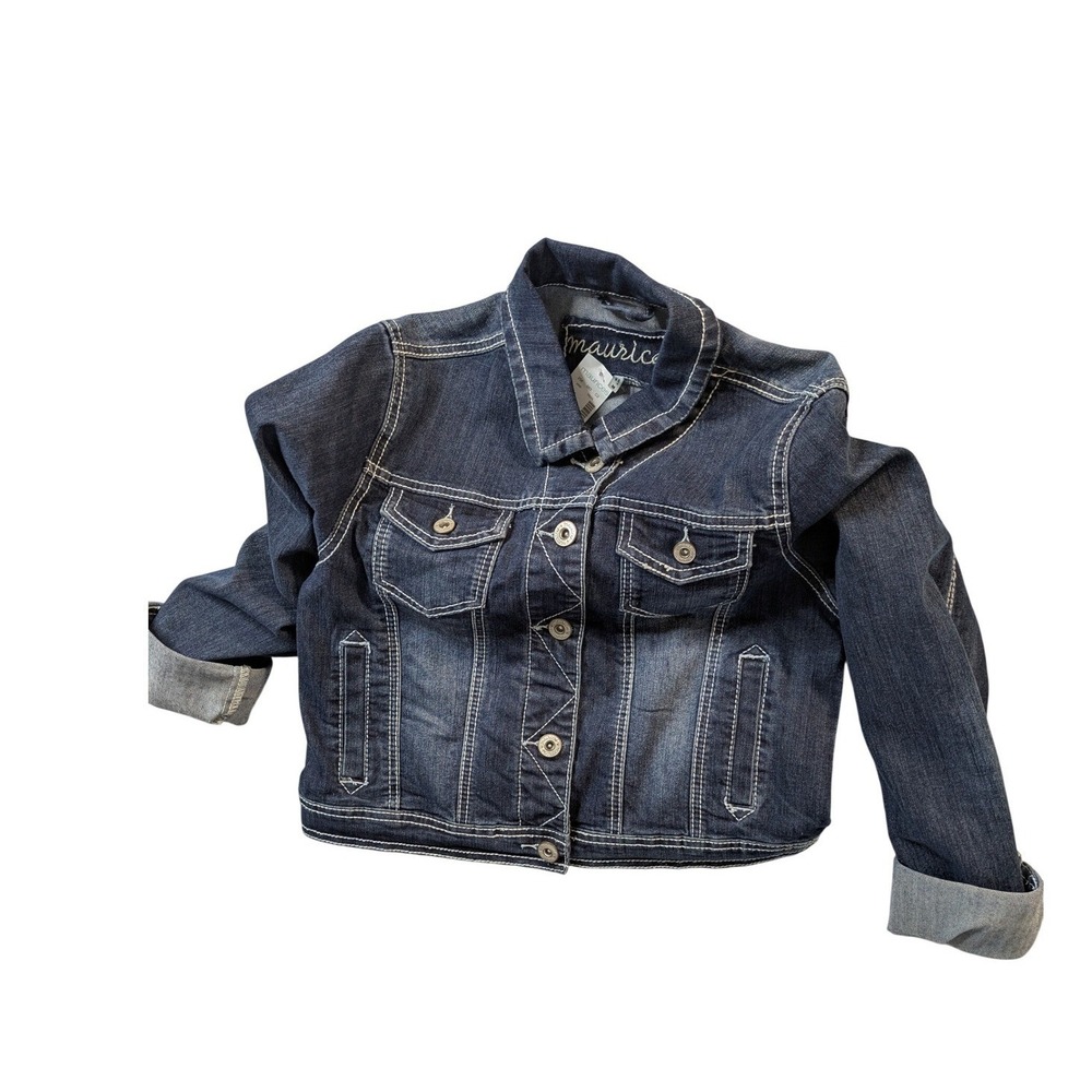 Maurices Womens Dark Wash Denim Trucker Jacket meduim